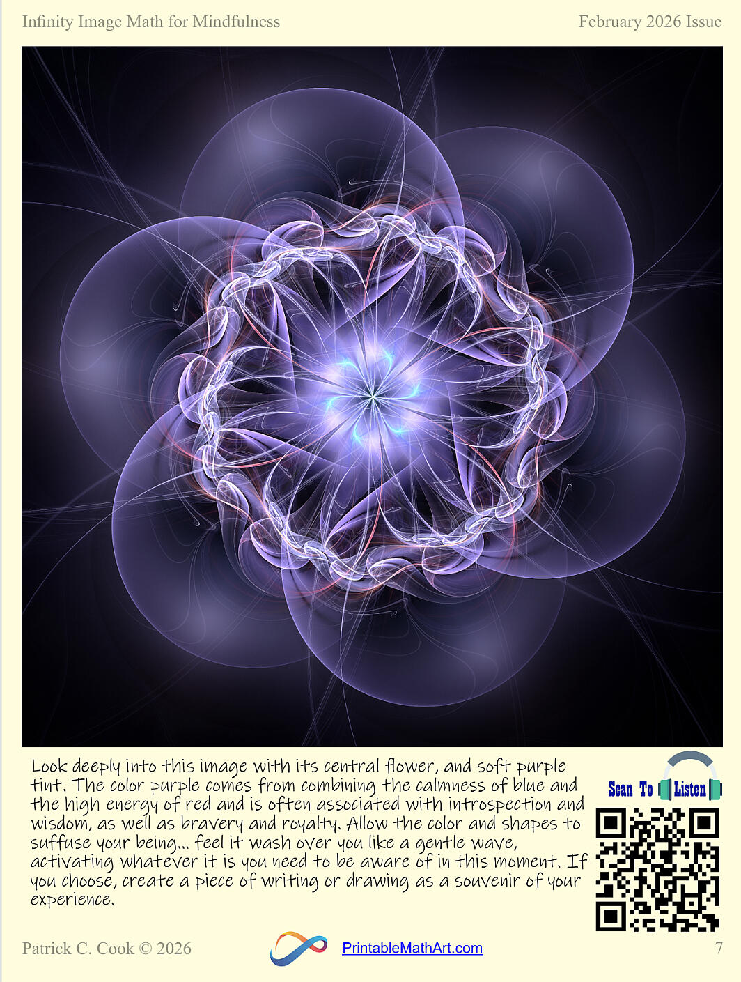 Math Art for Mindfulness Page 7 Page 7 of the February issue of Math Art for Mindfulness